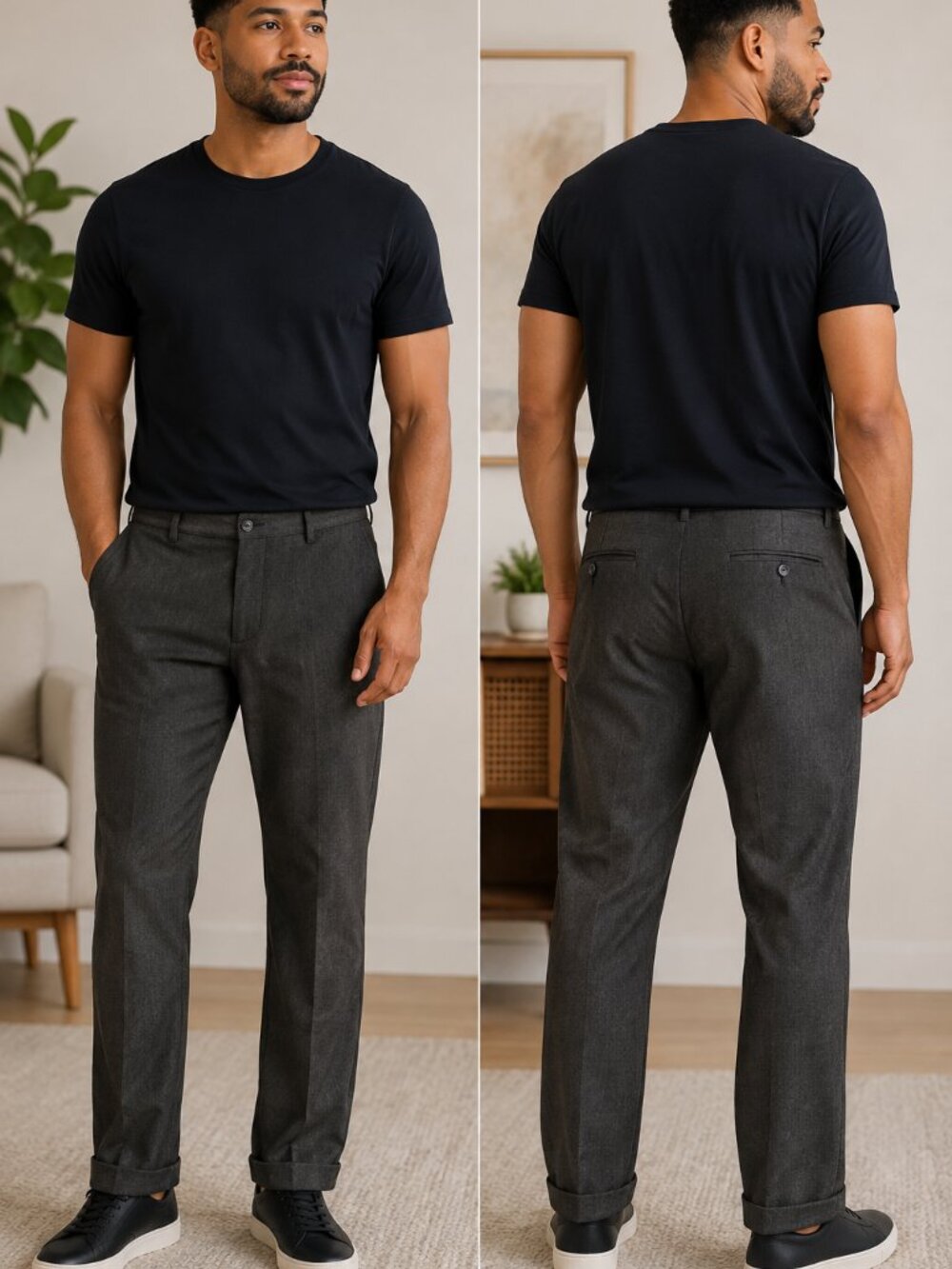 Oscar de la Renta Men's Gray Dress Pants 38x28 Cuffed Classic Trousers